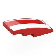 Brick Curved 4 x 2 No Studs with White Rectangle, Line print