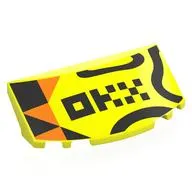 Windscreen, Curved 6 x 2 x 2 with Black, Orange Shapes, Black 'OKX' print