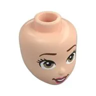 Minidoll Head, Reddish Brown Eyebrows, Brown Eyes, Coral Lips, Open Mouth Smile