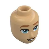 Minidoll Head Male, Nougat Eyebrows, Medium Blue Eyes, Open Mouth Smile