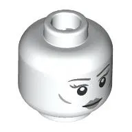 Minifig Head Grey Lady, Dark Bluish Grey Eyebrows, Cheek Lines, Light Bluish Grey Lips, Neutral / Frown