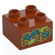 Duplo Brick 2 x 2 with Red, Blue, Lime Leaves, Acorns print