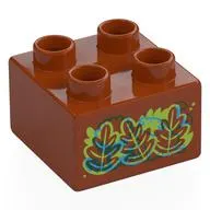 Duplo Brick 2 x 2 with Red, Blue, Lime Leaves, Hidden Picture print