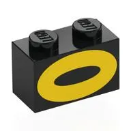 Brick 1 x 2 with Yellow Oval print