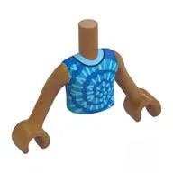 Minidoll Torso Boy with Medium Nougat Arms and Hands with Blue Shirt, Azure/Bright Light Blue Swirl print