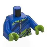 Torso, Hoody, Lime/Dark Blue Stripes, Silver Zipper print, Blue Arms, Lime Hands