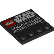 Plate Special 4 x 4 with Studs on One Edge with 'LEGO STAR WARS', 'VENATOR-CLASS ATTACK CRUISER' print