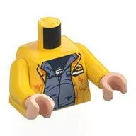 Torso, Rain Coat, Jurassic Park Logo on Back, Sand Blue Jacket, Dark Blue Shirt, ID Badge print, Yellow Arms, Light Nougat Hands