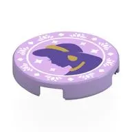 Tile Round 2 x 2 with Dark Purple Jasmin Silhouette, Gold Jewelry, White Decorations print
