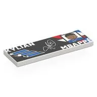 Tile 2 x 6 with Black Background, Blue/Red Shapes, 'KYLIAN MBAPPÉ', Portrait print