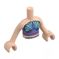 Minidoll Torso Girl with Light Nougat Arms and Hands with Blue Violet Top, Metal Blue Sea Shells print
