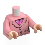 Torso, Fur Coat, Pocket, Dark Pink/Bright Pink Striped Shirt print, Warm Pink Arms, Light Nougat Hands