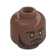 Minifig Head Lewis Hamilton, Black Eyebrows, Beard, Moustache, Closed Mouth Smile