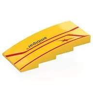 Brick Curved 4 x 8 x 1 2/3 No Studs with Red Lines, Black 'ambipar' print