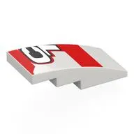 Brick Curved 4 x 2 No Studs with 'C', '1', Red Shapes print