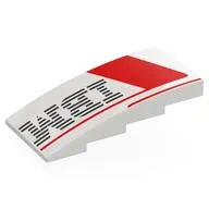 Brick Curved 4 x 8 x 1 2/3 No Studs with Red Shapes, Black IBM Logo print