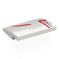 Brick Curved 4 x 3 x 2/3 No Studs with Red Lines, Black 'Riva' print