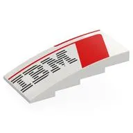 Brick Curved 4 x 8 x 1 2/3 No Studs with Red Shapes, Black IBM Logo print