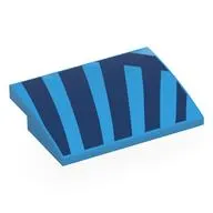 Brick Curved 4 x 3 x 2/3 No Studs with Dark Blue Stripes print