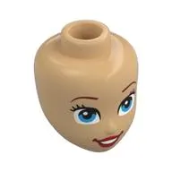 Minidoll Head, Dark Red Eyebrows, Azure Eyes, Red Lips, Open Mouth Smile