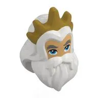 Mask, Hair and Beard, Dark Bluish Grey Eyebrows, Warm Tan Face, Gold Crown Print (King Triton)
