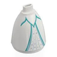 Minidoll Skirt Full with No Hips or Feet with Dark Turquoise/Sand Blue Trim, Silver Decorations print