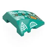 Brick Wedged, Curved 4 x 3 No Studs with Shirt, Gold Buttons, Yellow Badge with Leave, White Leaves print