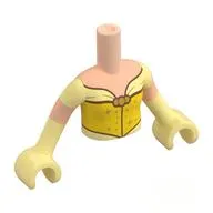 Minidoll Torso Girl with Bright Light Yellow Arms and Hands with Yellow/Bright Light Yellow Dress, Gold Decorations print