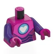 Torso, Iron Heart Armor, Dark Pink/Dark Purple Armor, Medium Azure Arc Reactor, White Heart print, Dark Purple Arms, Magenta Hands