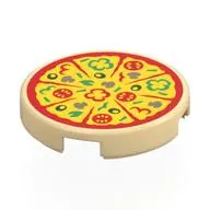 Tile Round 2 x 2 with Red/Yellow Pizza print