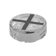 Tile Round 1 x 1 with Black 'X' print