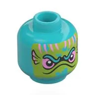 Minifig Head Leviathan, Lime Face, Metal Pink Fish Gills, Eyes