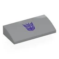 Brick Curved 2 x 4 x 2/3 No Studs, with Bottom Tubes with Dark Purple Megatron Symbol print