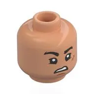 Minifig Head Luffy, Thick Eyebrows, Nougat Scar, Eating / Confused Print