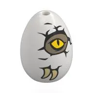 Food Egg with 1.5mm Hole with Dark Tan Dino, Yellow Eyes Breaking trough Crack print