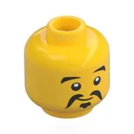 Minifig Head Su Dongpo, Black Eyebrows, Moustache, Goatee, Smile / Suspisious