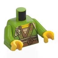 Torso, Robe, Gold Trim, Medium Nougat Knotted Band, Tan Straps, Pouch on Back print, Lime Arms, Yellow Hands