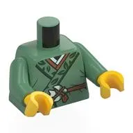 Torso, Robe, Dark Green Trim, Leaves, Medium Nougat Belt with Buckle print, Sand Green Arms, Yellow Hands