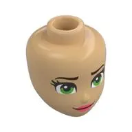 Minidoll Head, Dark Brown Eyebrows, Bright Green Eyes, Coral Lips, Closed Mouth