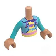 Minidoll Torso Boy with Nougat Arms and Hands with Dark Turquoise Jacket, Multi-Colored Striped Shirt print