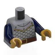 Torso, Silver Armor, Gold Trim, Reddish Brown Belt print, Dark Blue Arms, Pearl Gold Hands