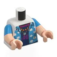 Torso, Dual Molded Arms with Dark Azure Sleeves Pattern, Light Nougat Arms and Hands with print