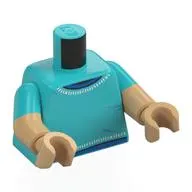 Torso, Dual Molded Arms with Medium Azure Sleeves Pattern, Warm Tan Arms and Hands with print