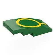Brick Curved 4 x 2 No Studs with Yellow Line and Circle Print