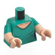 Torso, Dual Molded Arms with Dark Turquoise Sleeves Pattern, Light Nougat Arms and Hands with print
