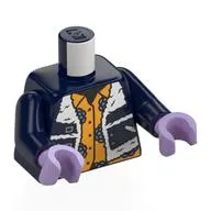 Torso, Dark Blue Arms, Lavender Hands with print