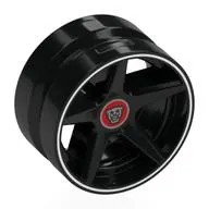 Wheel, Sport 21 x 11 with White Stripe, Silver Tiger on Red Background print