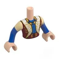 Minidoll Torso Man with Light Nougat Arms and Hands with Blue/White/Dark Red Uniform, Gold Decorations print