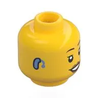 Minifig Head, Thin Eyebrows, Eyelashes, Smile, and Hearing Aid Print