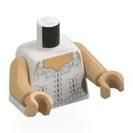 Torso, White Dress, Silver Decorations, Light Nougat Chest print, Warm Tan Arms and Hands